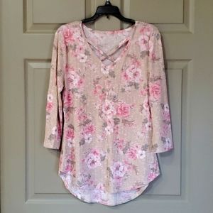 Floral Ribbed Lightweight Top